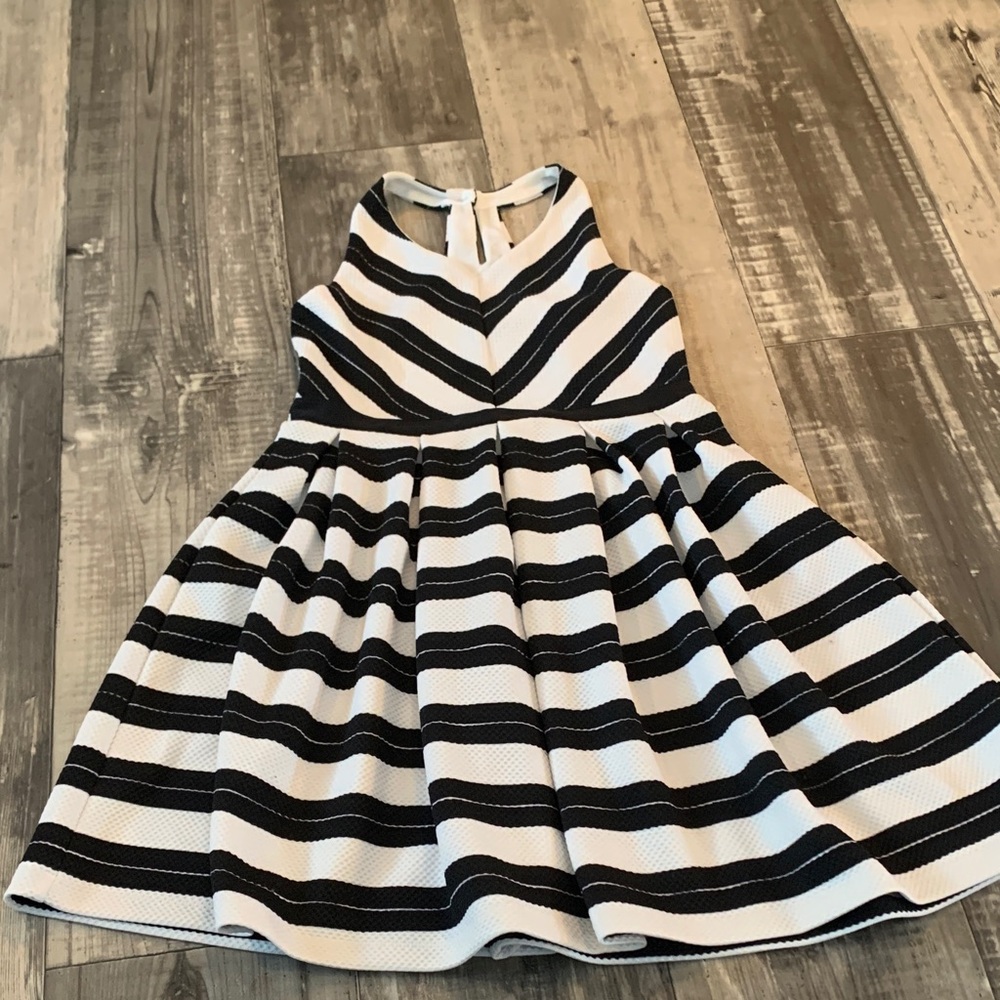 Dex Black and White Striped Kids Dress